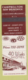 Matchbook Cover - 40 Winks Motel Campbellton NB