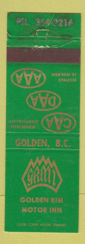 Matchbook Cover - Golden Rim Motor Inn Golden BC WEAR