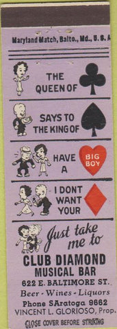 Matchbook Cover - Club Diamond Musical Bar Baltimore MD?