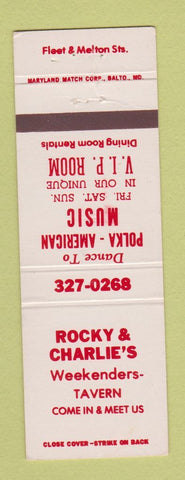 Matchbook Cover - Rocky & Charlie's Tavern Polka Music
