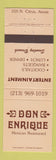 Matchbook Cover - Don Enrique Mexican Restaurant Azusa CA
