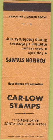 Matchbook Cover - Car Low Stamp collecting Santa Ana CA orange