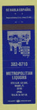 Matchbook Cover - Metropolitan Liquors Miami FL