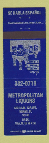 Matchbook Cover - Metropolitan Liquors Miami FL