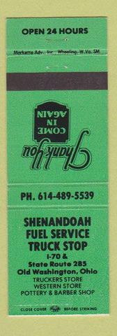 Matchbook Cover - Shenandoah Fuler Service Truck Stop Old Washington OH GREEN