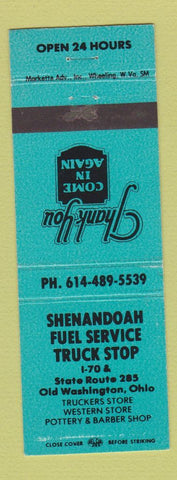 Matchbook Cover Shenandoah Fuler Service Truck Stop Old Washington OH TEAL WEAR