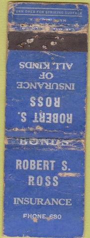Matchbook Cover - Robert Ross Insurance POOR