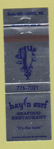 Matchbook Cover - Bay n Surf Seafood Restaurant Laurel MD