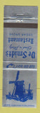 Matchbook Cover - De Smidt's Restaurant Cedar Grove WI