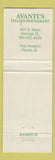 Matchbook Cover - Avanti's Italian Restaurant Normal IL 1996 WEAR pizza