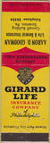 Matchbook Cover - Girard Life Insurance Scranton PA