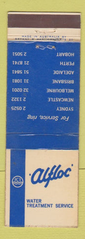 Matchbook Cover - Alfloc Water Treatment Sydney Melbourne Perth Australia