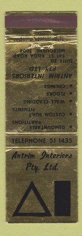 Matchbook Cover - Antrim Interiors Melbourne Australia WEAR