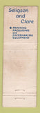 Matchbook Cover - Roland Seligson & Clare Printing Australia WORN