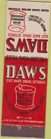 Matchbook Cover - Daw's Cut Rate Drugs Cincinnati? OH