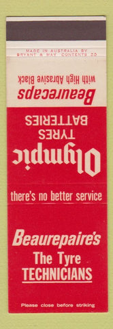 Matchbook Cover - Olympic Tires Beaurepaire's Australia SAMPLE