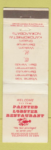 Matchbook Cover - Painted Lobster Restaurant Miami Gold Coast Australia WEAR