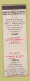 Matchbook Cover - Cloc Whiskey Salvador Bahia Brazil WORN