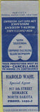 Matchbook Cover - Hard Wahl Insurance Bismarck ND SAMPLE Federal