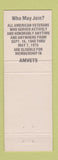 Matchbook Cover - Amvets Gerald Fritsch Post Detroit MI 1981