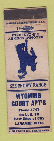 Matchbook Cover - Wyoming Court Apartments Laramie WY