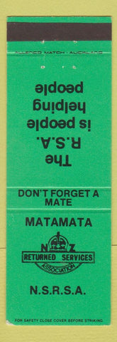 Matchbook Cover - Matamata Returned Services RSA New Zealand