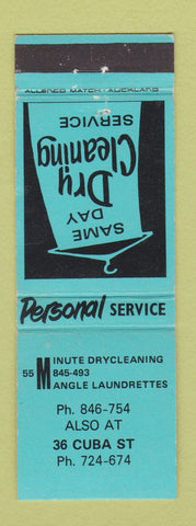 Matchbook Cover - 55 Minute Dry Cleaning Mangle New Zealand