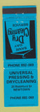 Matchbook Cover - Universal Pressing Dry Cleaning Newtown New Zealand