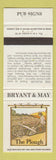 Matchbook Cover - Bryant and May Pub Signs UK England The Plough