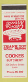 Matchbook Cover - Cookes Butchery Levin New Zealand
