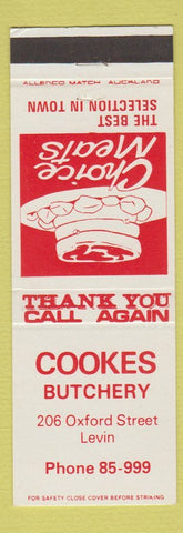 Matchbook Cover - Cookes Butchery Levin New Zealand