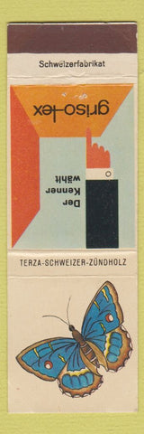 Matchbook Cover - Terza Schweizer Zundholz Larm Bekampfund Switzerland butterfly