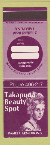 Matchbook Cover - Takapuna Beauty Salon New Zealand girlie SAMPLE