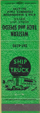 Matchbook Cover - Western Tach Speedo Commerce CA green