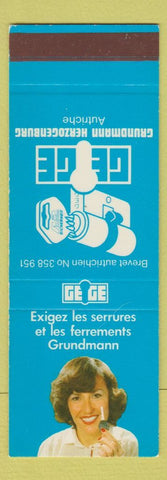 Matchbook Cover - Grundmann Herzogenburg Autriche ignition WEAR