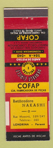 Matchbook Cover - Cofap Perfect Circle Piston Rings Londrina Parana Brazil
