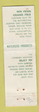 Matchbook Cover - Wm Penn oil gas South Africa