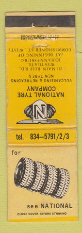 Matchbook Cover - National Tire Company Johannesburg South Africa WEAR
