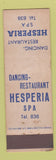 Matchbook Cover - Hesperia Spa Dancing Restaurant Belgium WEAR