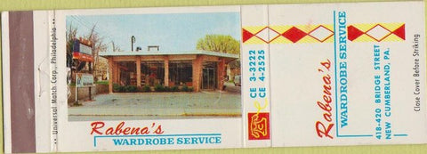 Matchbook Cover - Roaben's Wardrobe Cleaning New Cumberland PA