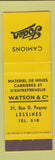 Matchbook Cover - Camions Foden Watson Belgium Lessines