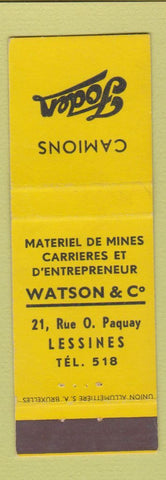 Matchbook Cover - Camions Foden Watson Belgium Lessines