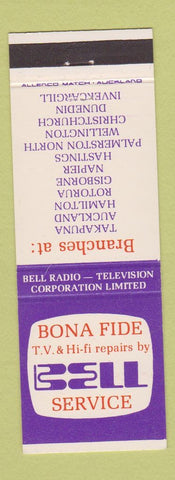 Matchbook Cover - Bell TV Hi Fi Repair New Zealand CHAIN