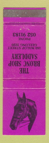 Matchbook Cover - The Bronc Shop Saddles Geelong Australia WEAR