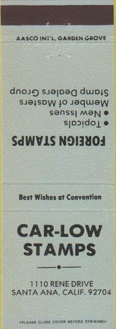 Matchbook Cover - Car Low Stamp collecting Santa Ana CA blue
