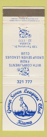 Matchbook Cover - Group Seven Leagues' Club Kiama Australia kangaroo