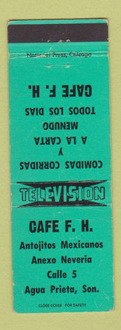 Matchbook Cover - Cafe FH Agua Prieta Mexico