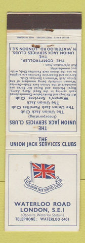 Matchbook Cover - Union Jack Service Clubs London UK England