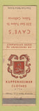 Matchbook Cover - Kuppenheimer Men's Clothes Cave's Tulare CA