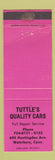 Matchbook Cover - Tuttle's Quality Cars Waterbury CT WEAR